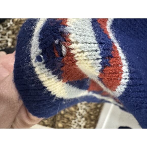 Vintage Southwestern Train Cardigan Knit Open Front Blue Sweater - Picture 6 of 6